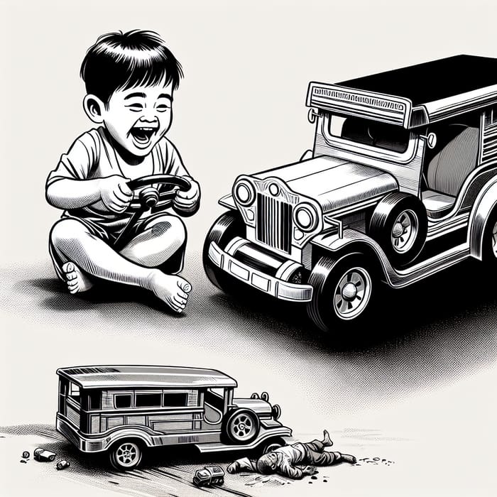 Child Symbolizes Modern Jeepney Future - Editorial Cartoon