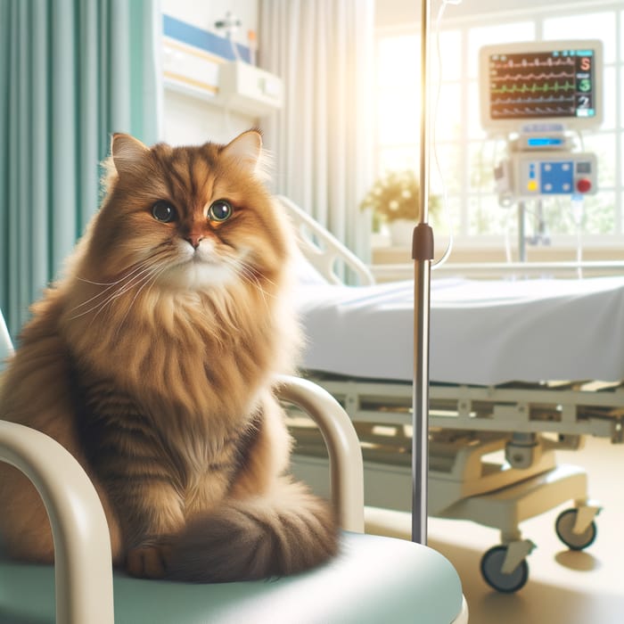 Tranquil Brown Cat in Hospital Room - Peaceful Scene