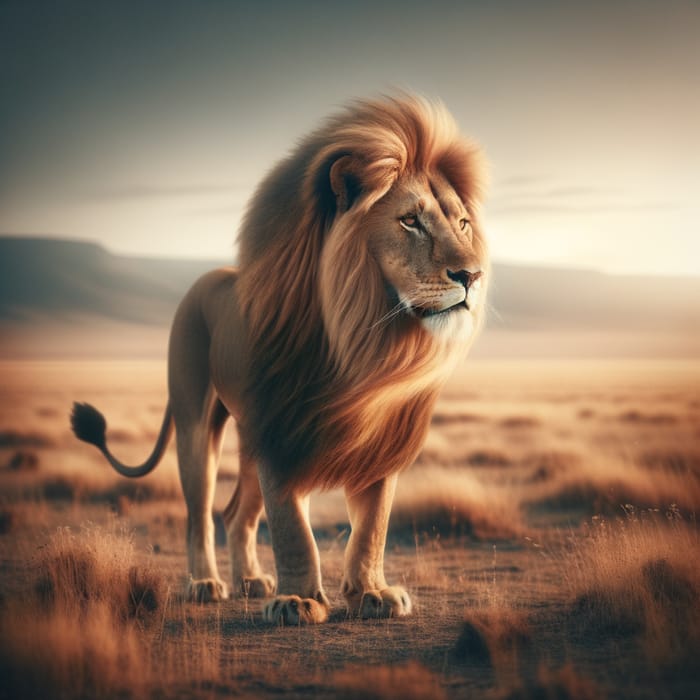 Majestic Lion in Dry African Savanna | Powerful King of the Wild