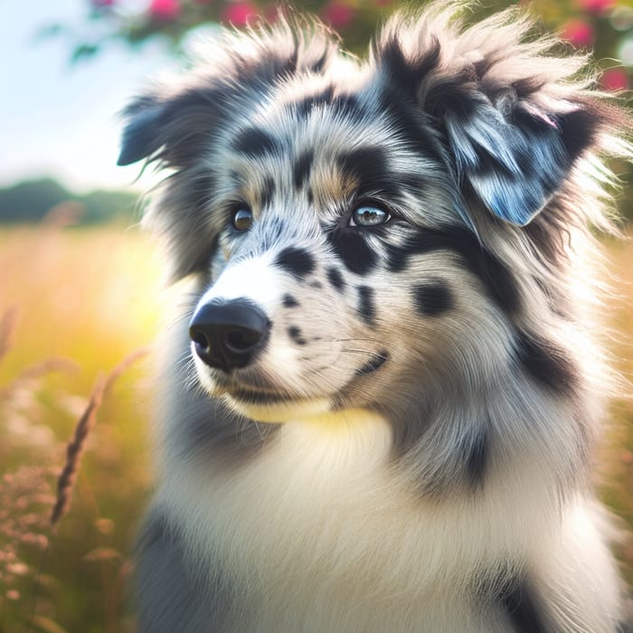 Beautiful Blue Merle Border Collie in Sunny Meadow