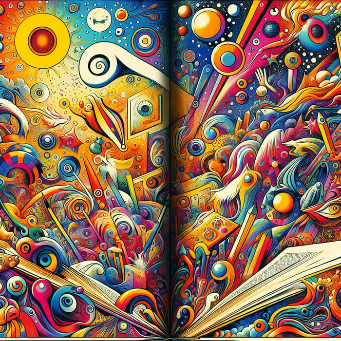Surreal Book Page with Bright & Unpredictable Illustrations