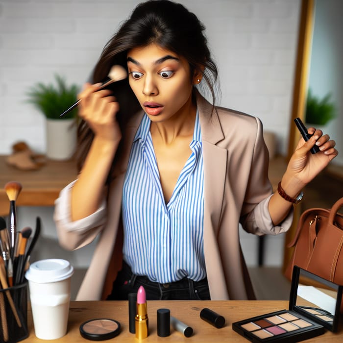 First Day at Work: Young Woman Getting Ready for Job