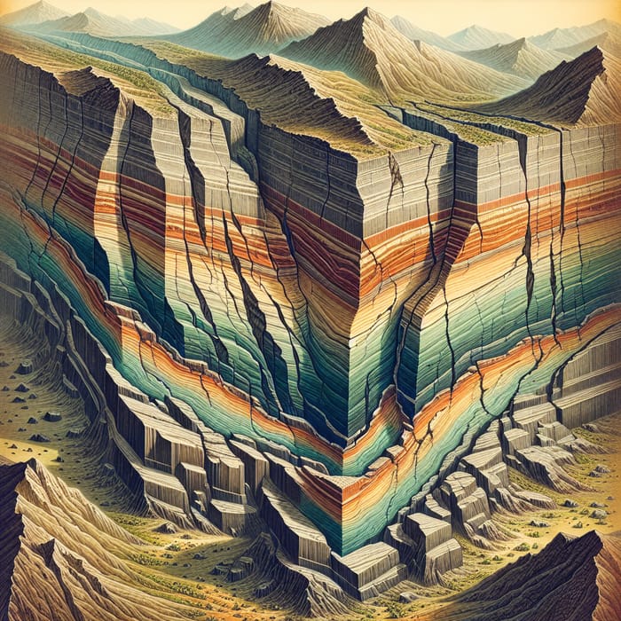 Normal Fault Geological Feature: Upper Plate Sinking, Lower Plate Rising