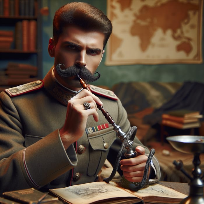 Joseph Stalin Smoking Hookah in Vintage Setting