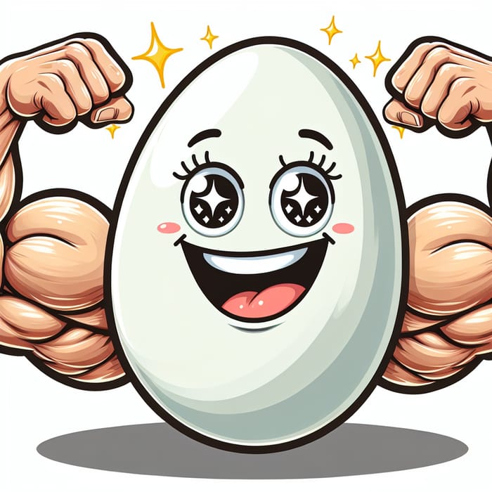 Muscular Egg Cartoon: Joyous Animated Illustration