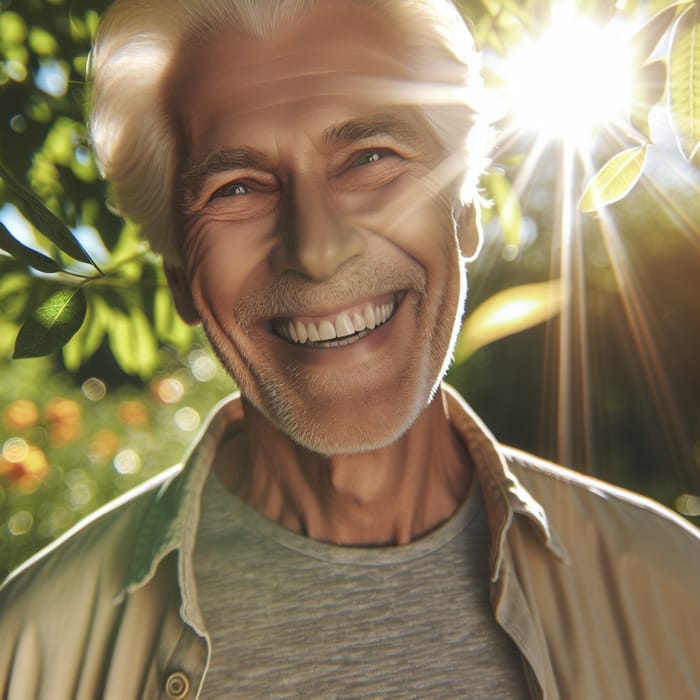 Happy Senior Man Radiant in Sunshine