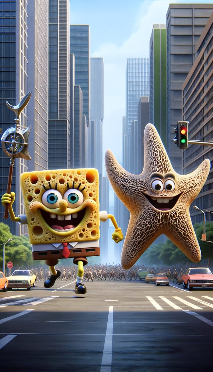 Spongebob & Patrick's Playful City Entry in Hyper Real Visuals