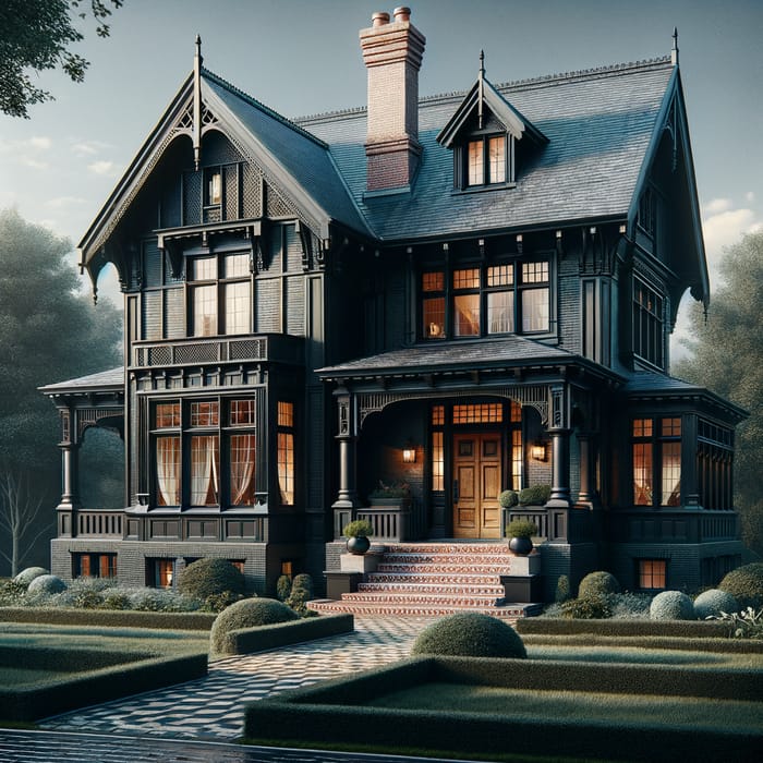 Black Renaissance House - Classic Design with Gabled Roofs