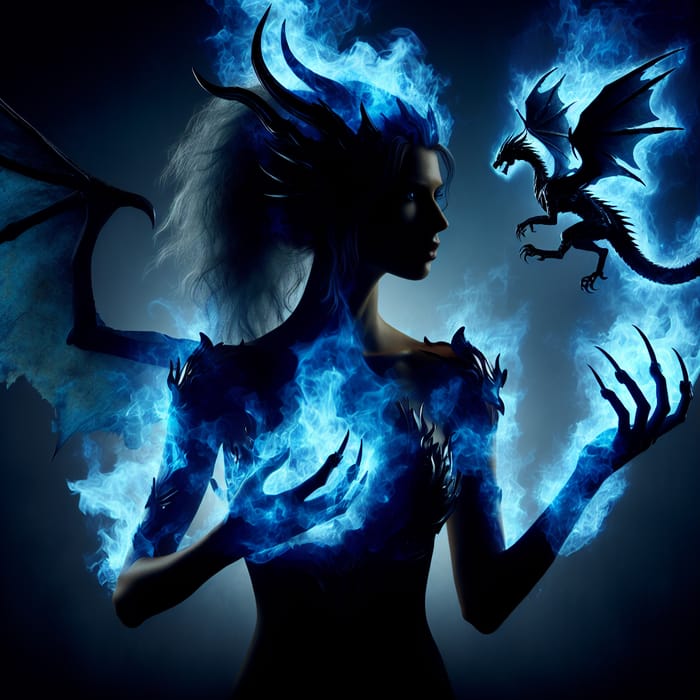 Mystical Dragon-Witch: Blue Flame, Strength, and Mystery