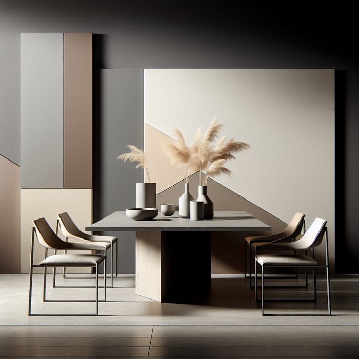 Modern Dining Set for Four - Minimalist Design & Earthy Tones