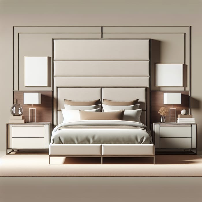 Sleek Modern Queen Bed - Minimalist Style & Earth Tones