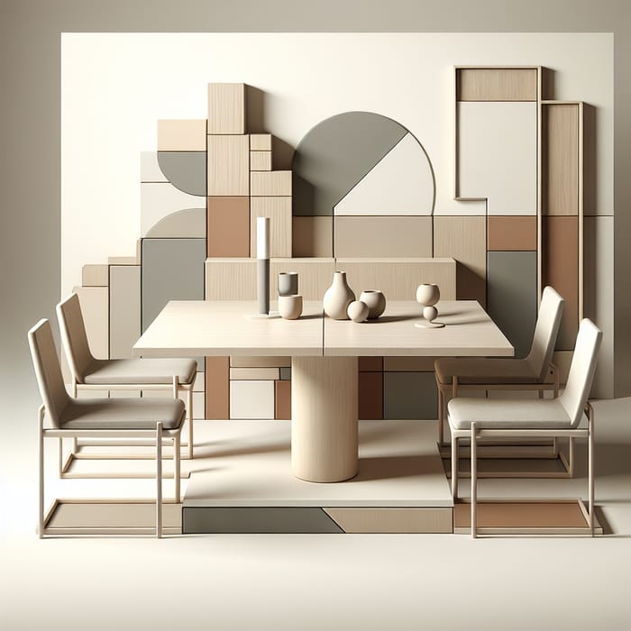 Minimalist 4 Seater Dining Table with Chairs | Sleek Geometric Design