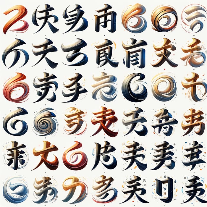 Japanese Hiragana and Katakana Characters in Vibrant Colors