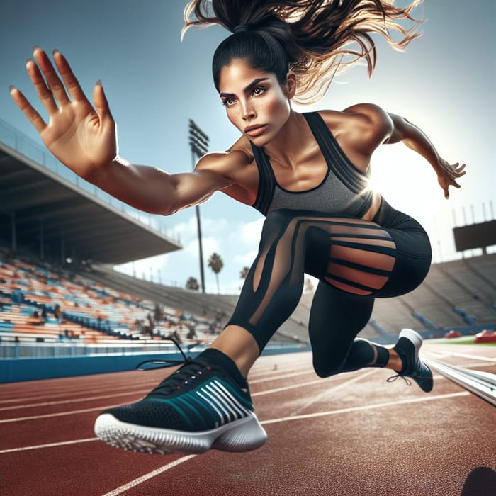 Dynamic Professional Female Athlete in Action | High-Contrast Sports Photo