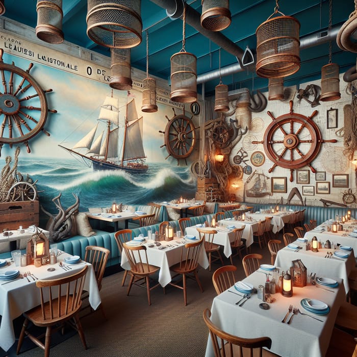Azure Nautical Theme Restaurant: Maritime Decor & Sailor's Retreat