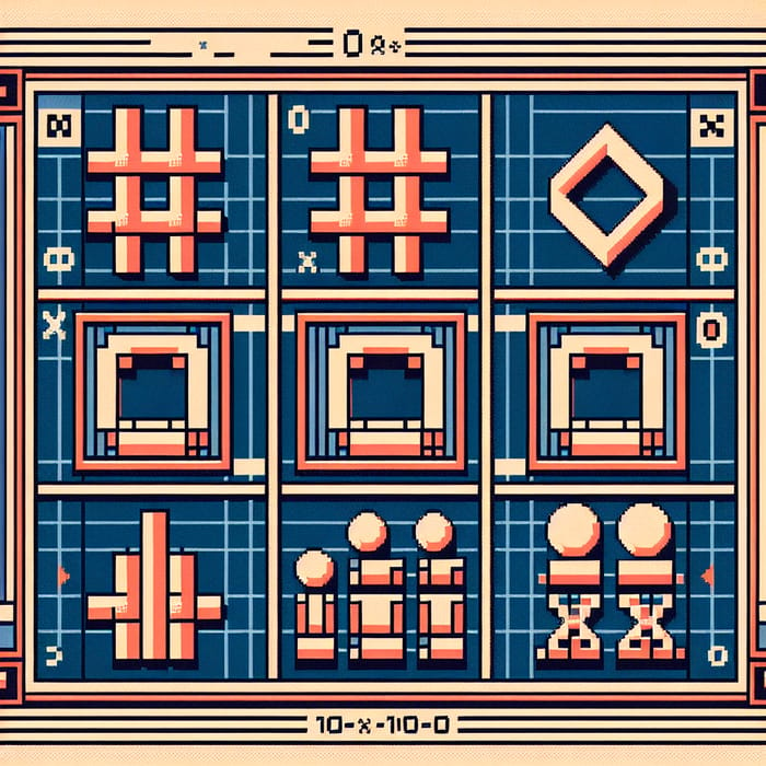 Retro Tic-Tac-Toe Game Graphics - Vintage Pixel Art Design
