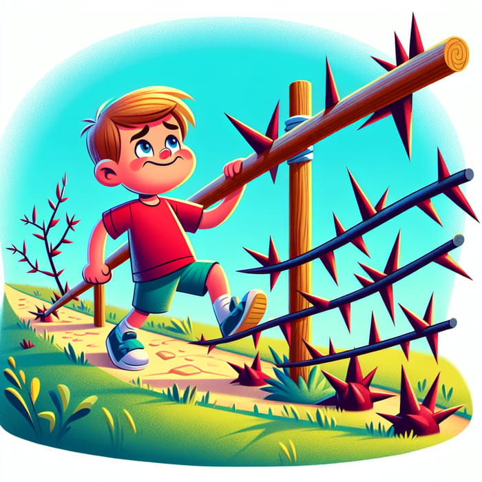 Courageous Kid Facing Thorns | Cartoon Adventure