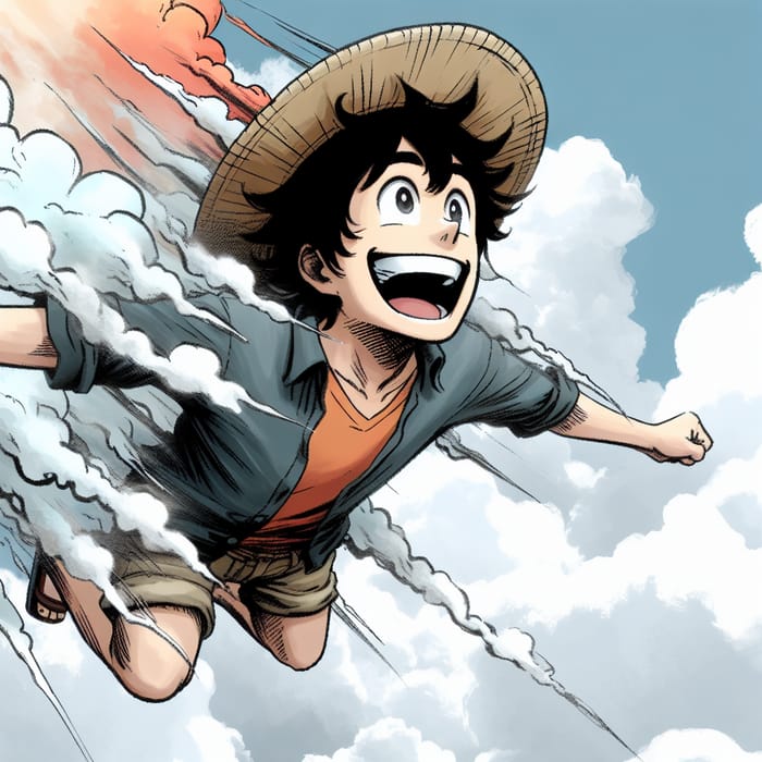 Luffy Soaring High in Sky | Boundless Adventure Joy