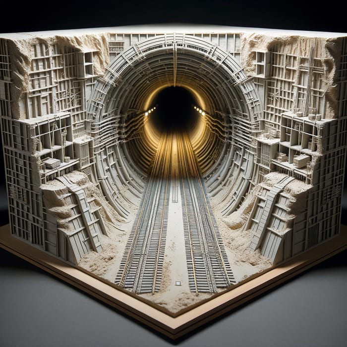 Intricate Miniature Model of Endless Mine Shaft Tunnel Illusion