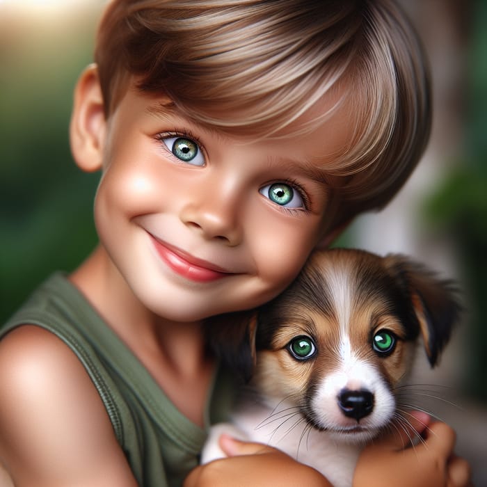 Innocent Boy and Adorable Puppy's Heartwarming Friendship