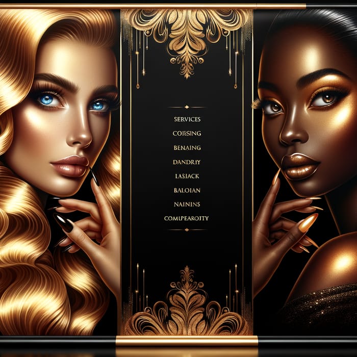 Stunning Beauty Studio Banner | Elegant Women in Golden Accents