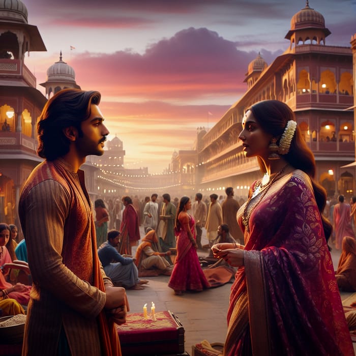 New Hindi Movie Scene: Traditional Attire of South Asian Couple