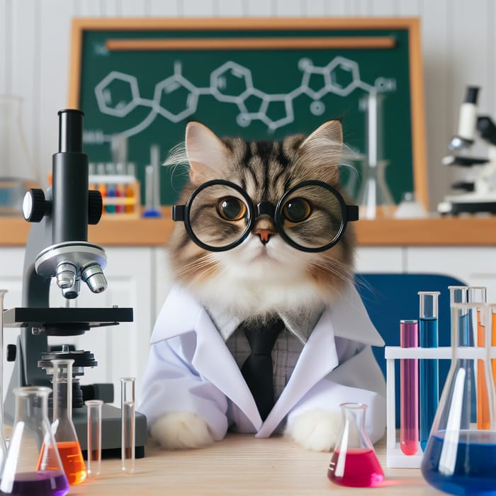Cat Scientist in Laboratory