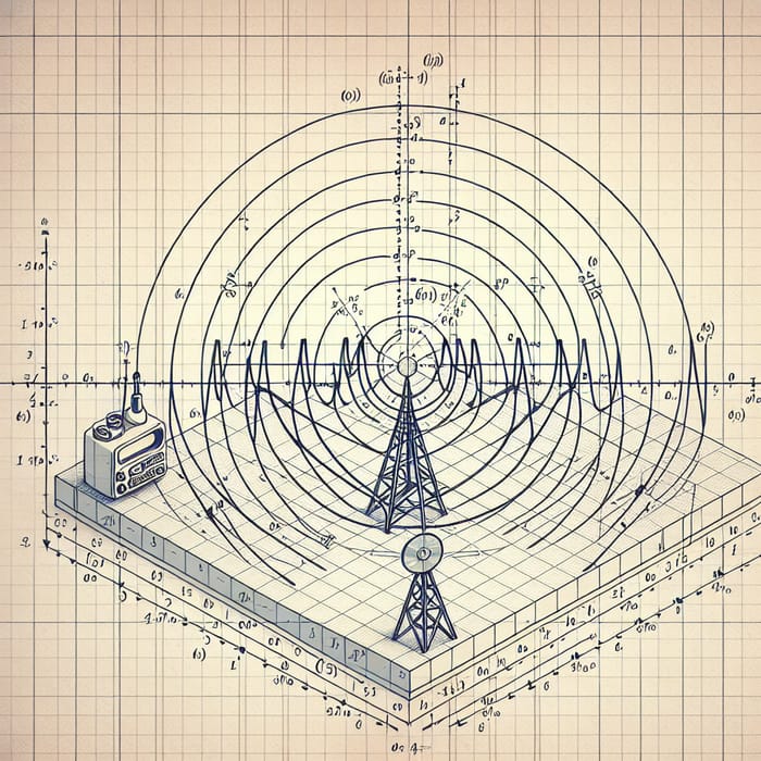 2D Mathematical Graph: Radio Transmission with Sine Wave