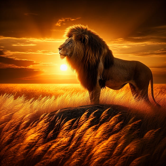 Majestic Lion on African Savannah | Natural Beauty in Focus