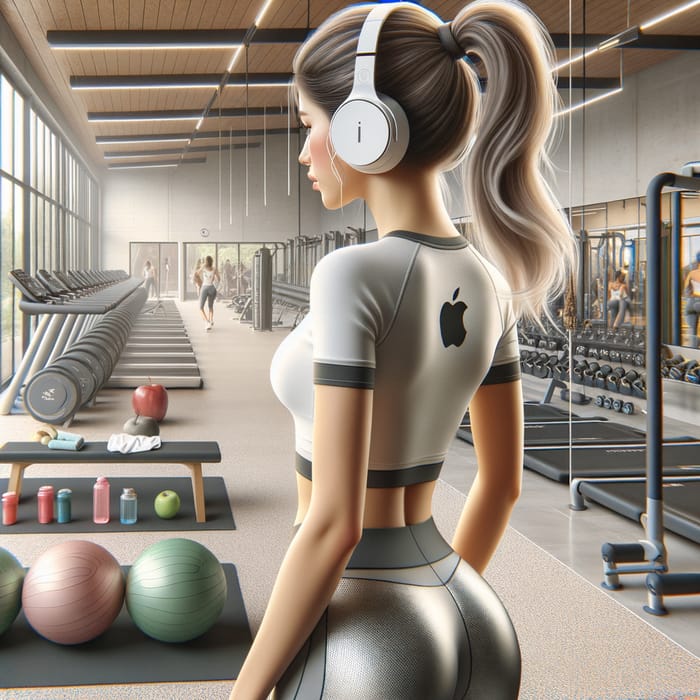 Girl in Modern Gym with White Wireless Headphones | Fitness Tech Inspiration