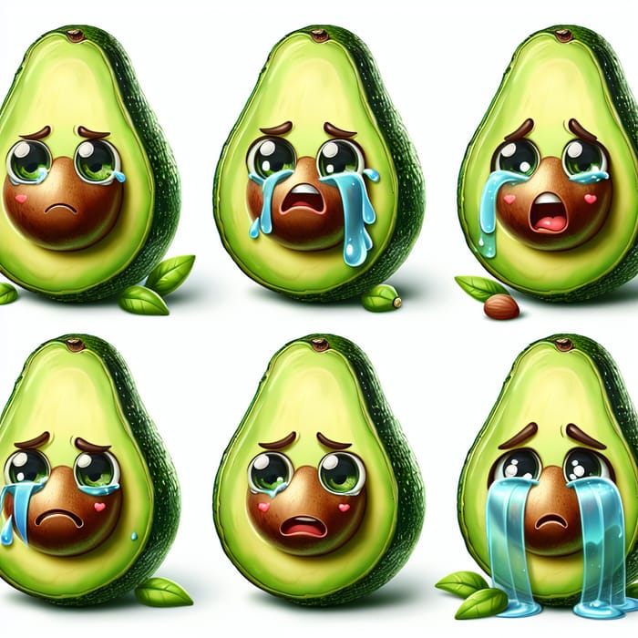 Sad Avocado Faces - Realistic and Cartoonish