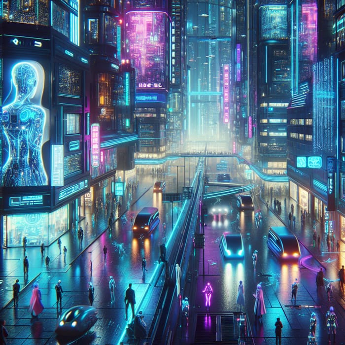Cyberpunk Urban Landscape: A Vision of Futuristic City Nights