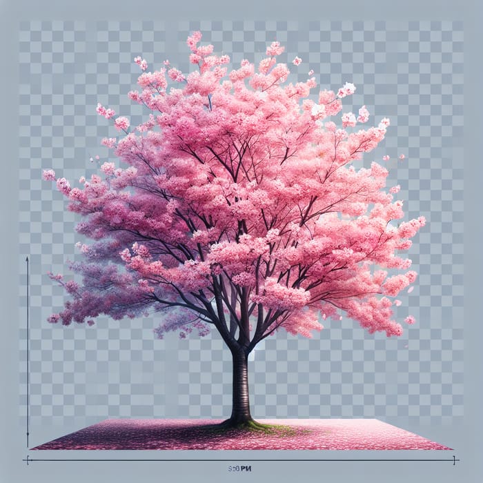 Cherry Blossom Tree - Elevation View with Vibrant Springtime Colors