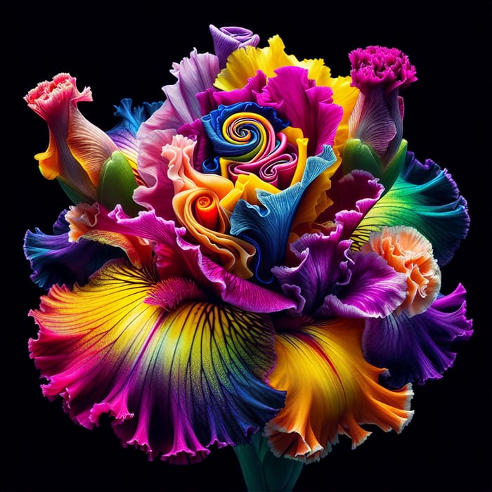 Vivid Botanical Harmony: Iris Carnation Rose with HDR Delight - Canon EOS R5