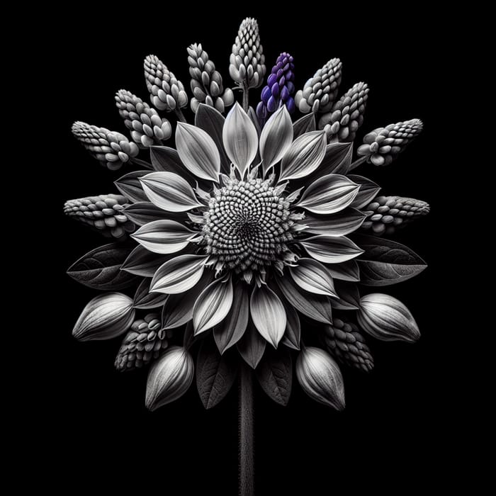 Detailed Pressed Flower 'Chimera' - Stunning Monochrome Botanical