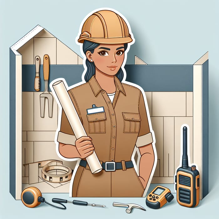 Female Construction Foreman Pop-up Style Illustration