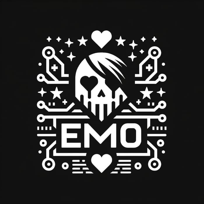 Modern Cyber EMO Clan Logo Design in Black & White