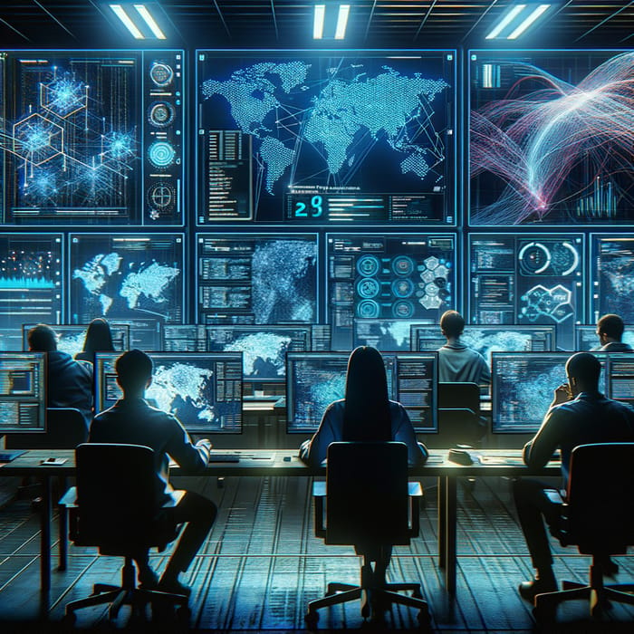 Futuristic Cybersecurity Lab | Real-time Threat Analysis