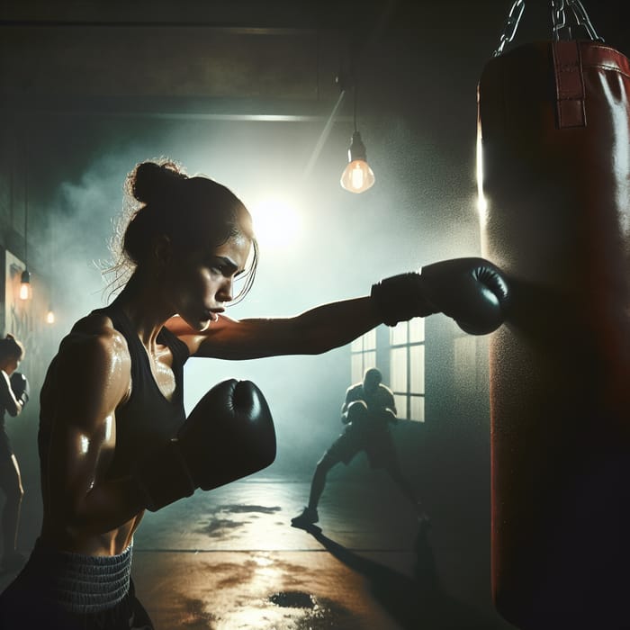 Dynamic Hispanic Female Boxer Wallpaper | Boxing Background
