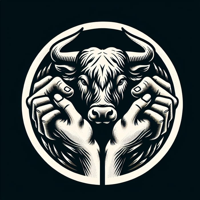 Hands Holding Bull's Horns Logo Design