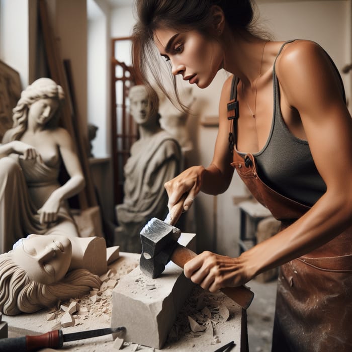 Mastering the Art of Stone Sculpting | Skilled Female Artisan Crafting