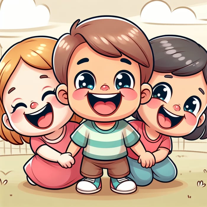 Joyful Children Cartoon Laughing