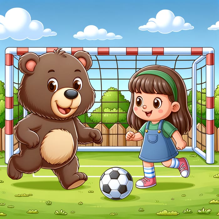 Masha and Bear Playing Soccer in the Yard | Fun Cartoon Game