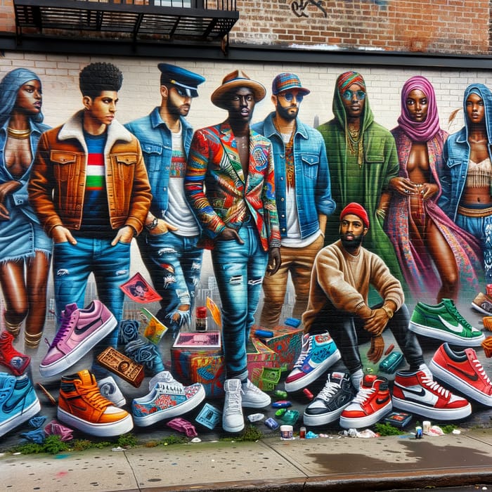 Stylish Clothing Mural: Creative Display for Fashion Website