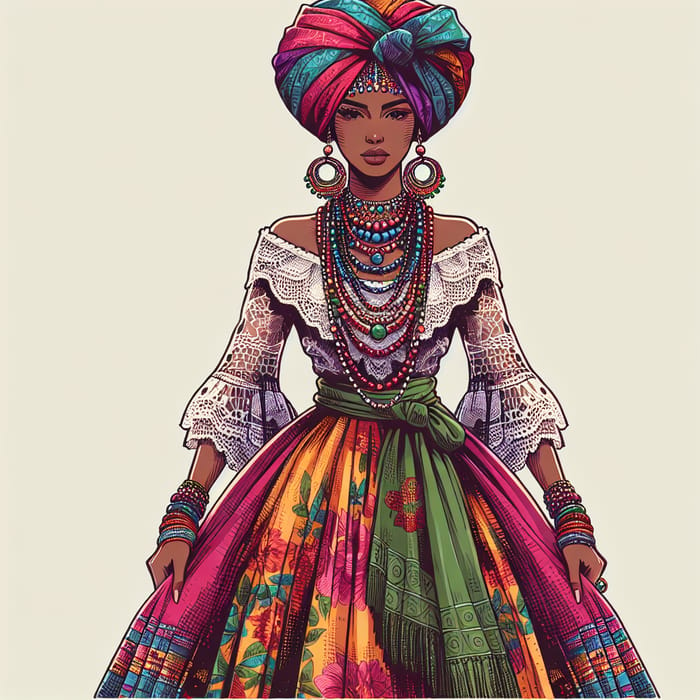 Woman in Baiana Clothing Illustration | Brazilian Culture
