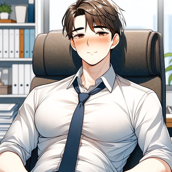 Handsome Male Office Worker Resting | Office Chair Scene