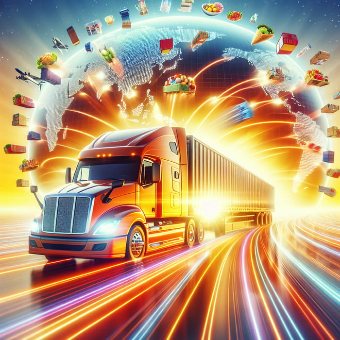 Vivid Global Distribution: Semi-Truck Distributing Goods Worldwide