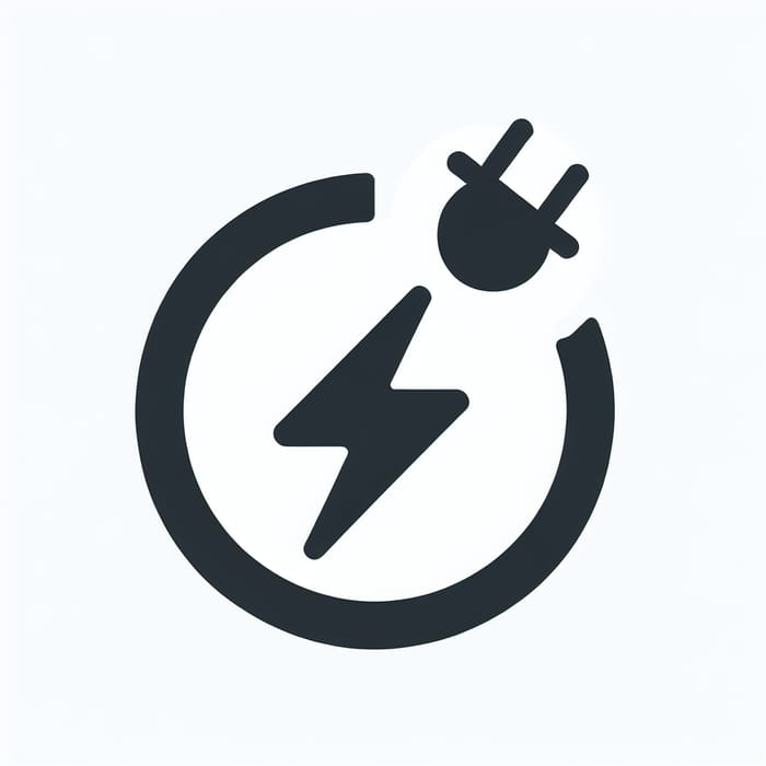 Power Charging Icon - Simple Circular Shape and Lightning Bolt