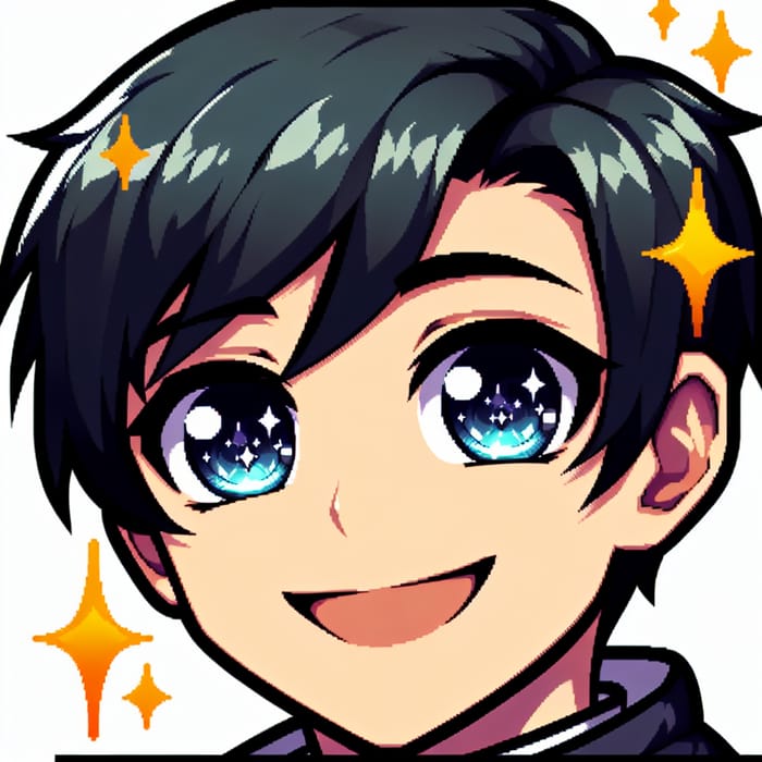 Boy with Black Hair Emoticon - Lively Twitch Style Illustration