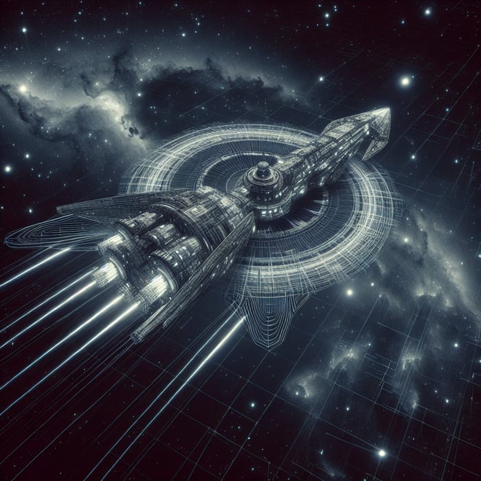 Impressive Cyberpunk Spaceship Soaring in Vast Space